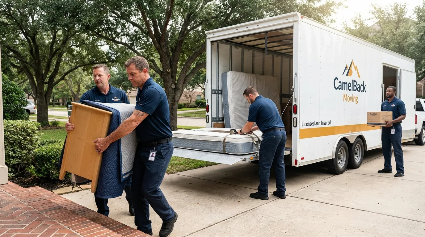 Crew loading residential truck for cross-state move from Blair, NE