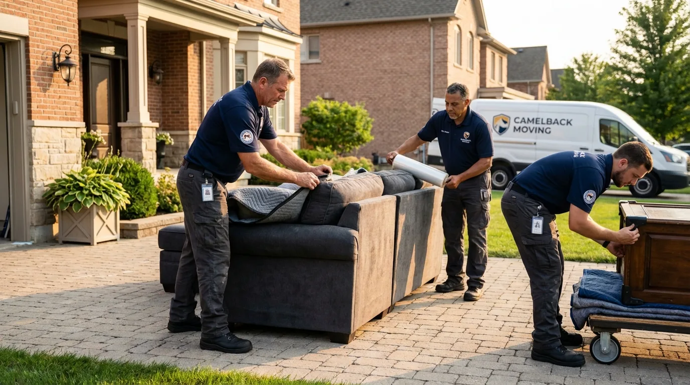 Large estate moving crew wrapping furniture in Blair, NE